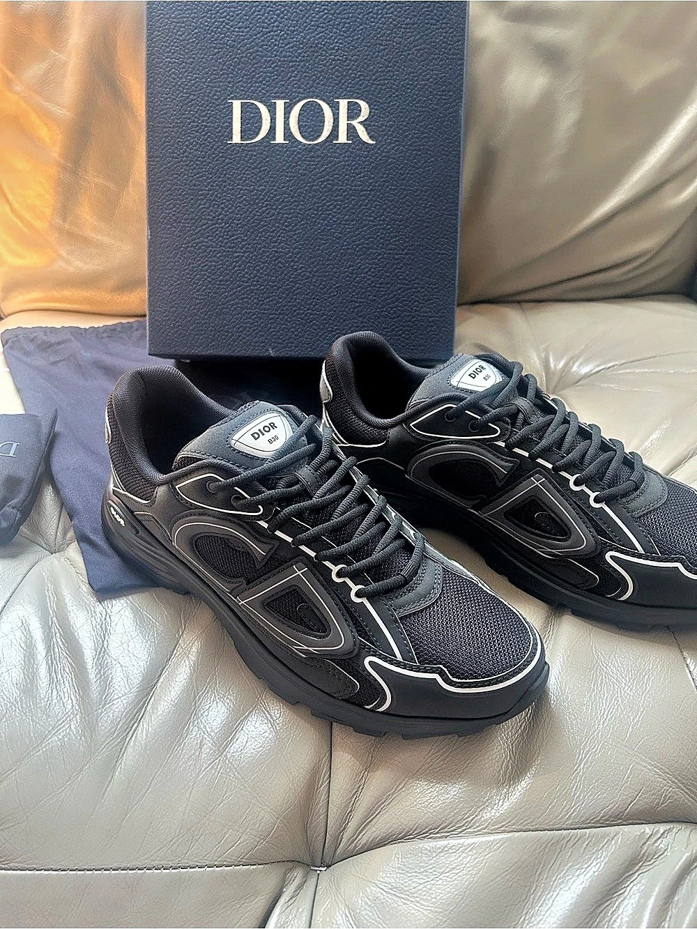 Dior Mens B30 Countdown Black Mesh & Technical Fabric Low Top Sneakers Size 11
